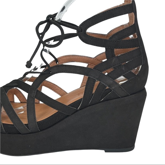 Gentle Souls Joy Black Leather Strappy Womens Wedge Sandals Size 8.5M - Picture 10 of 16